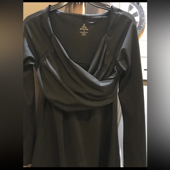 PrAna BLACK DRESS Tally Wrap Front Soft Stretch Comfy Black Midi Spandex MEDIUM - Picture 5 of 9